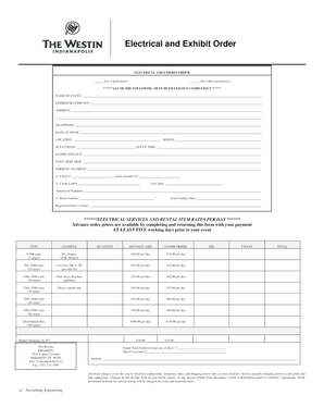 Electrical and Exhibit Order Form