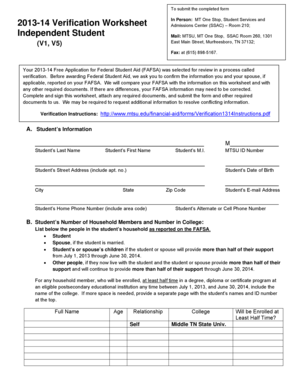 2013-14 Verification Worksheet