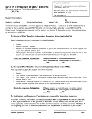 2013-14 Verification of SNAP Benefits Form