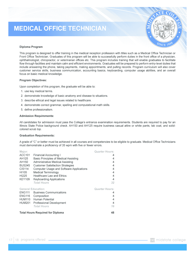 MEDICAL OFFICE TECHNICIAN Preview on Page 1