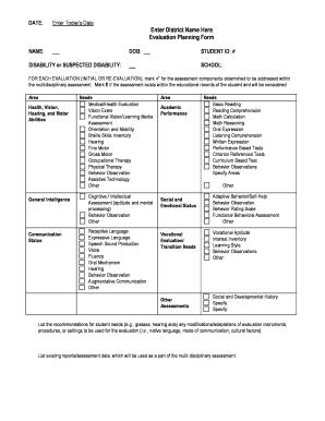 Evaluation Planning Form