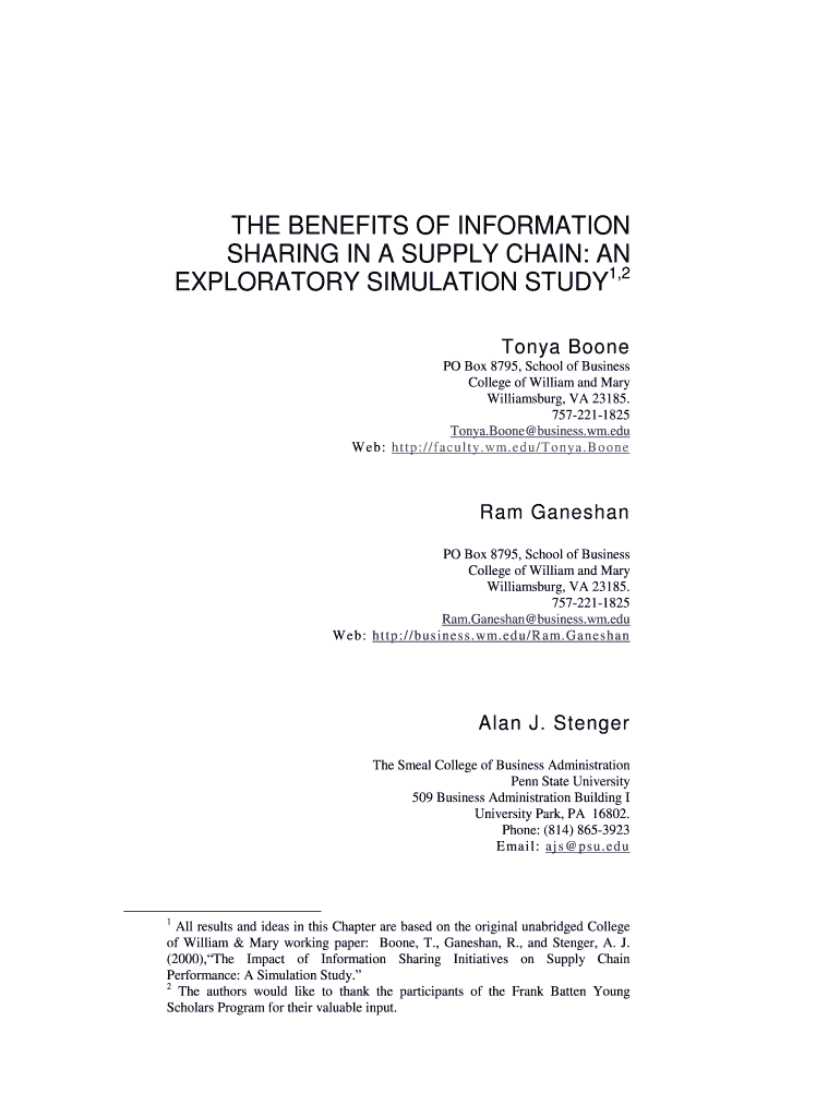 THE BENEFITS OF INFORMATION Preview on Page 1