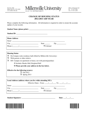 Change of Housing Status Form