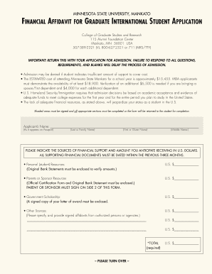 minnesota university financial form