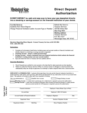 Direct Deposit Authorization Form
