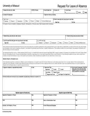 Leave of absence form for employees - Request For Leave of Absence - Missouri S&T Human Resource ... - hraadi mst