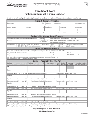 Rocky Mountain HMO Enrollment Form
