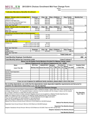 2013/2014 Choices Enrollment Mid-Year Change Form