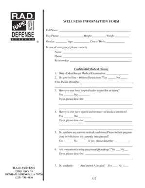 Wellness Information Form