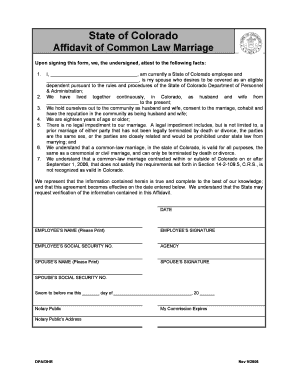 Bill Of Sale Form State Of Colorado Affidavit Of Common Law Marriage Templates Fillable Printable Samples For Pdf Word Pdffiller