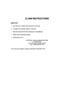 Claim for Vision Care Expense