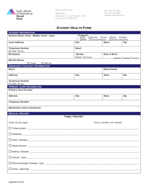 Student Health Form