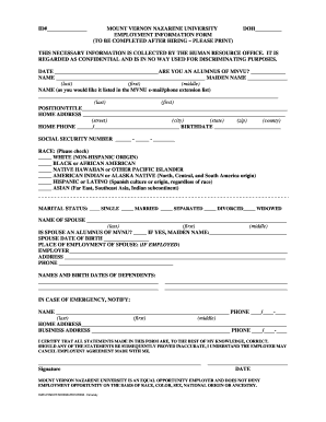 Employee information form word - New Employee Information Sheet - Human Resources - Mount ...