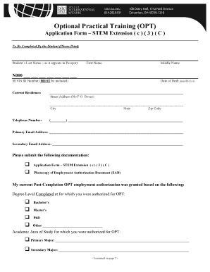 OPT STEM Extension Application Form