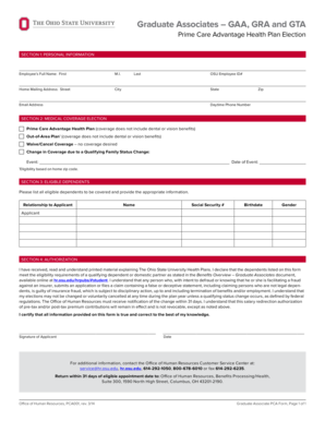 Ohio State University Prime Care Advantage Health Plan Election