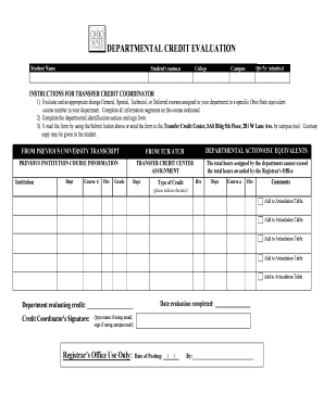 Departmental Credit Evaluation Form