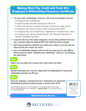 Publication 4766 (5-2009). Making Work Pay Tax Credit and Form W-4, Employee Withholding Certificate - controller osu