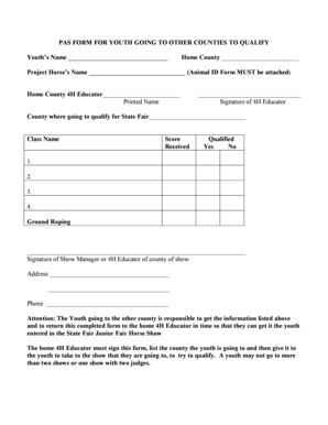 4H Youth PAS Form