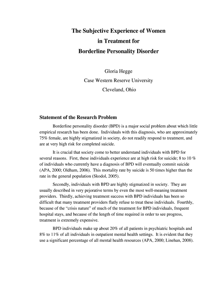 The Subjective Experience of Women in Treatment for Borderline - kb osu Preview on Page 1