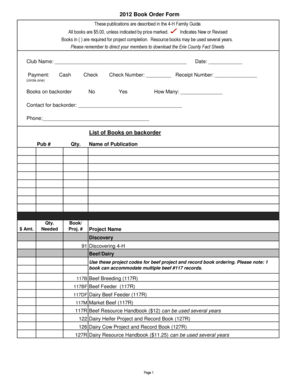 2012 4-H Book Order Form