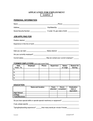 Employment Application Form