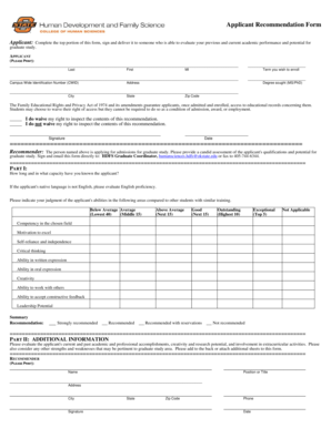 Applicant Recommendation Form