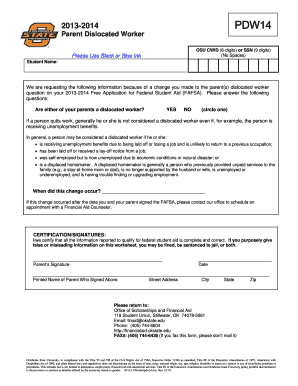 Parent Dislocated Worker Form