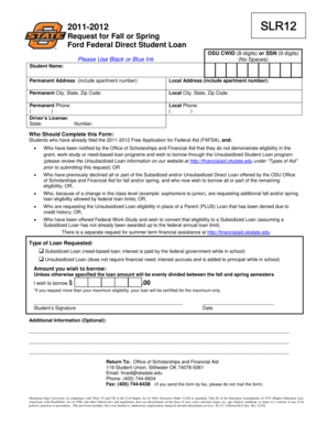 2011-2012 Ford Federal Direct Student Loan Request