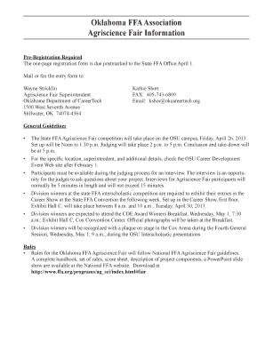 Oklahoma FFA Association Agriscience Fair Information - CDE - cde okstate