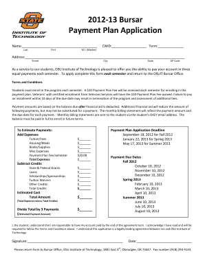 OSUIT Payment Plan Application