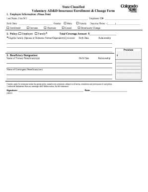 Voluntary AD&D Insurance Enrollment Form