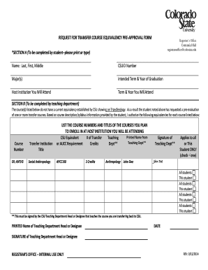 Transfer Course Equivalency Pre-Approval Form