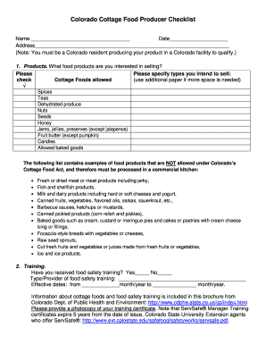 Colorado Cottage Food Producer Checklist