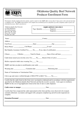 Oklahoma Quality Beef Network Producer Enrollment Form