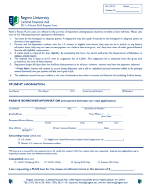 2013-14 Parent PLUS Request Form