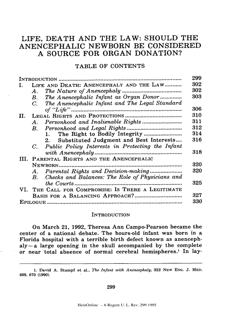 LIFE, DEATH AND THE LAW: SHOULD THE Preview on Page 1