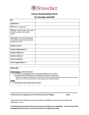 Concur Authorization Form