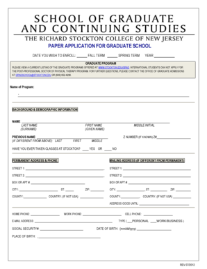 Graduate School Application Form