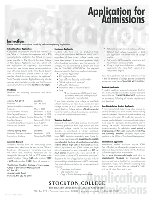 Richard Stockton College Admissions Application