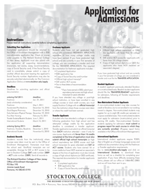 Richard Stockton College Admissions Application