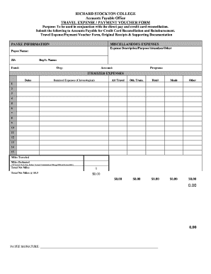 Travel Expense Payment Voucher Reimbursement Form - Richard ... - intraweb stockton