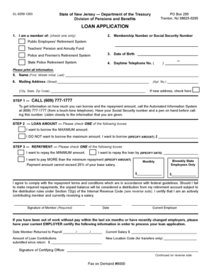 New Jersey Pension Loan Application