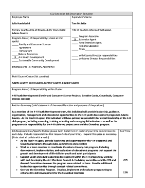 CSU Extension Job Description Template Employee Name Julia ... - ext colostate