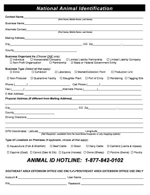 Colorado National Animal Identification Form