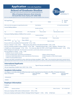 Rivier University Graduate Application Form