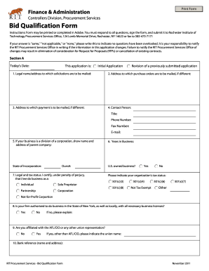 form bid qualification form
