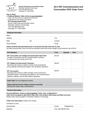 2012 RIT Commencement and Convocation DVD Order Form - rit