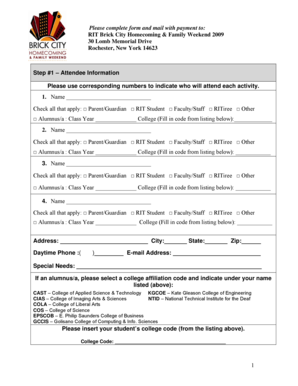 RIT Brick City Homecoming Registration Form