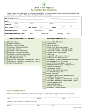 Application for Certificate