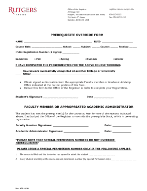 Prerequisite Override Form